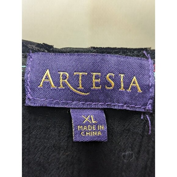 Artesia Women's Size XL Black Velvet Flare Arm Knee Length Dress Long Sleeve - Picture 2 of 15